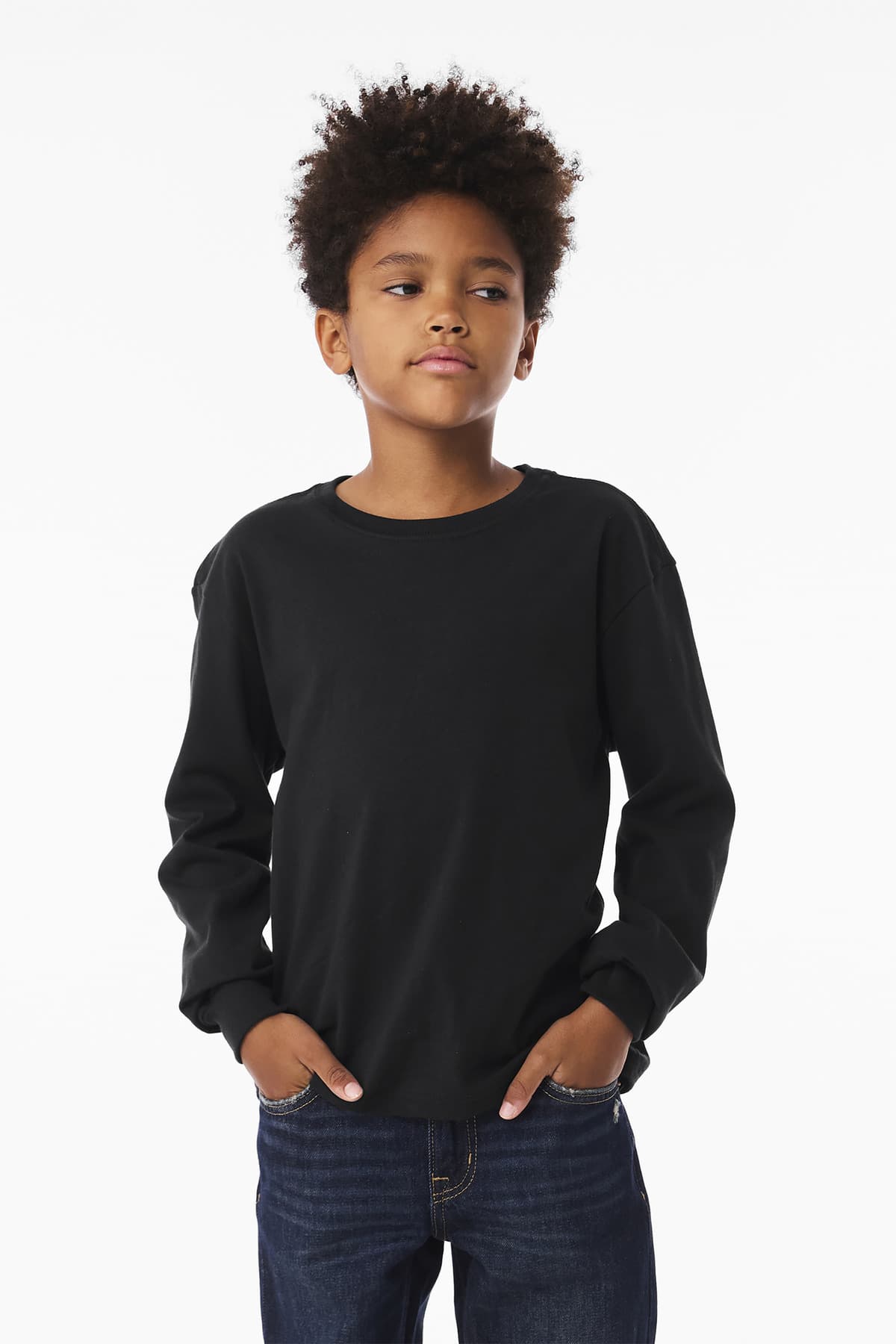 BELLA+CANVAS ® Youth 6-Ounce Heavyweight Long Sleeve Tee — Vintage Black