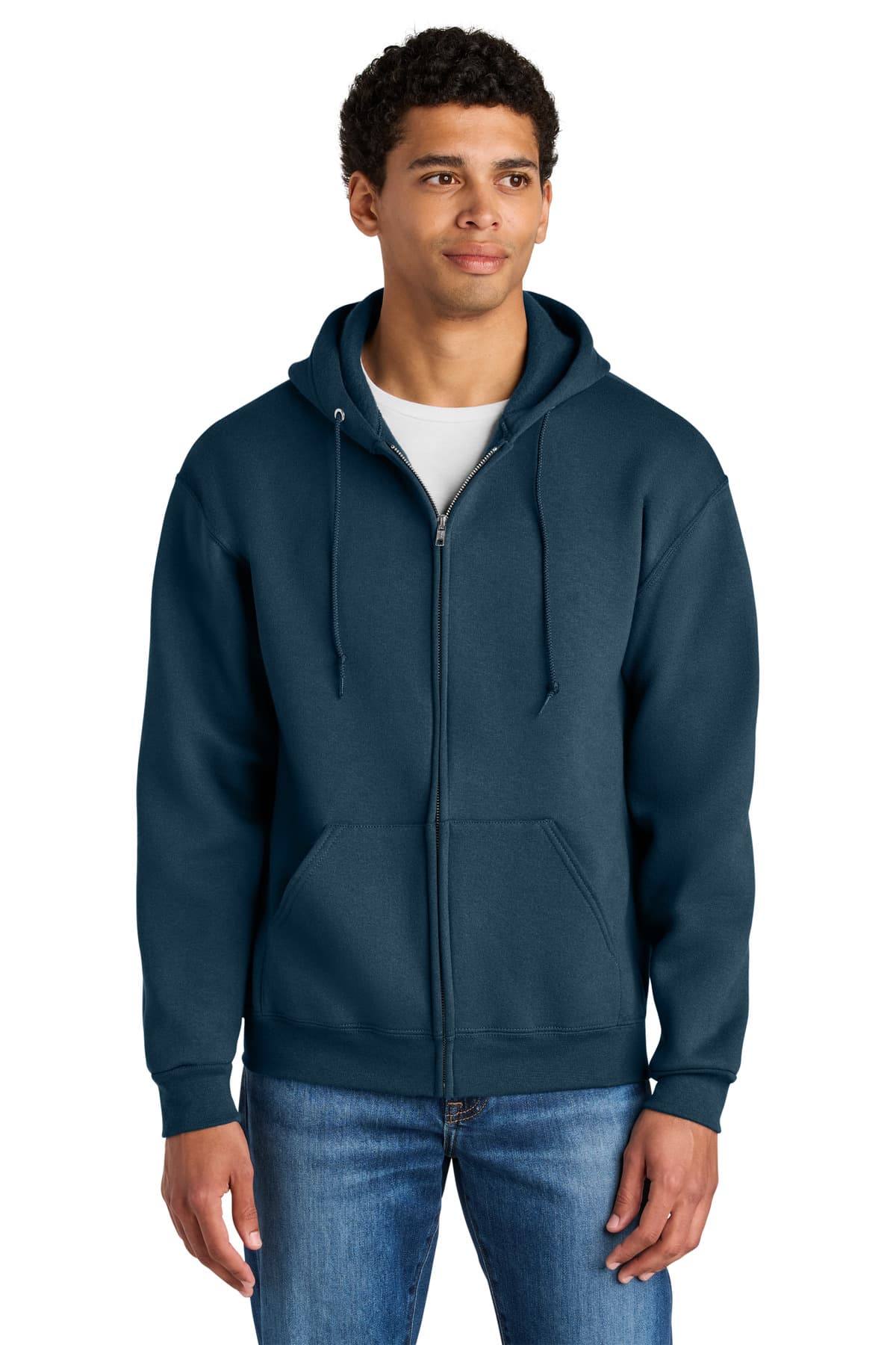 Jerzees Rugged  Unisex Full-Zip Hooded Sweatshirt — Washed Navy