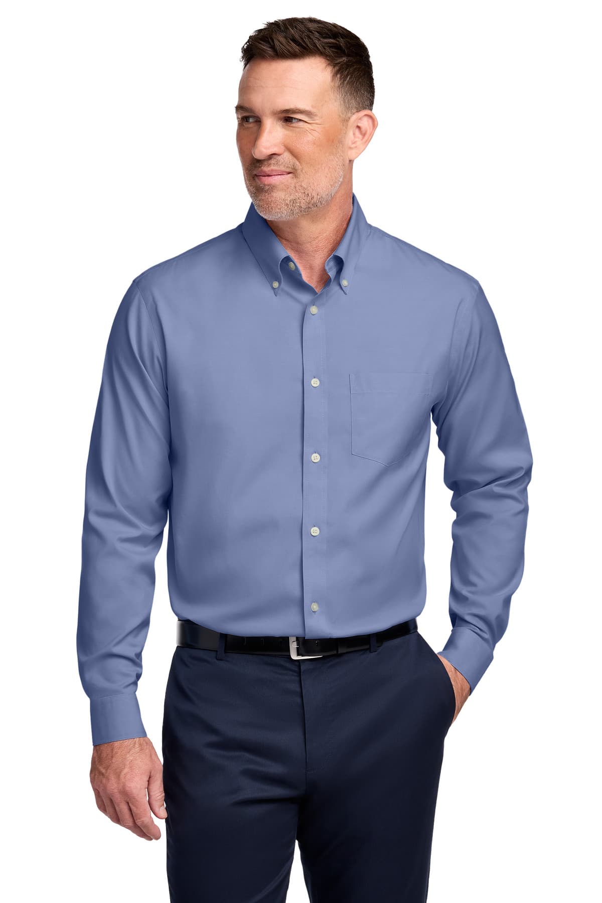 Brooks Brothers ® Wrinkle-Free Stretch Pinpoint Shirt — Cobalt Blue