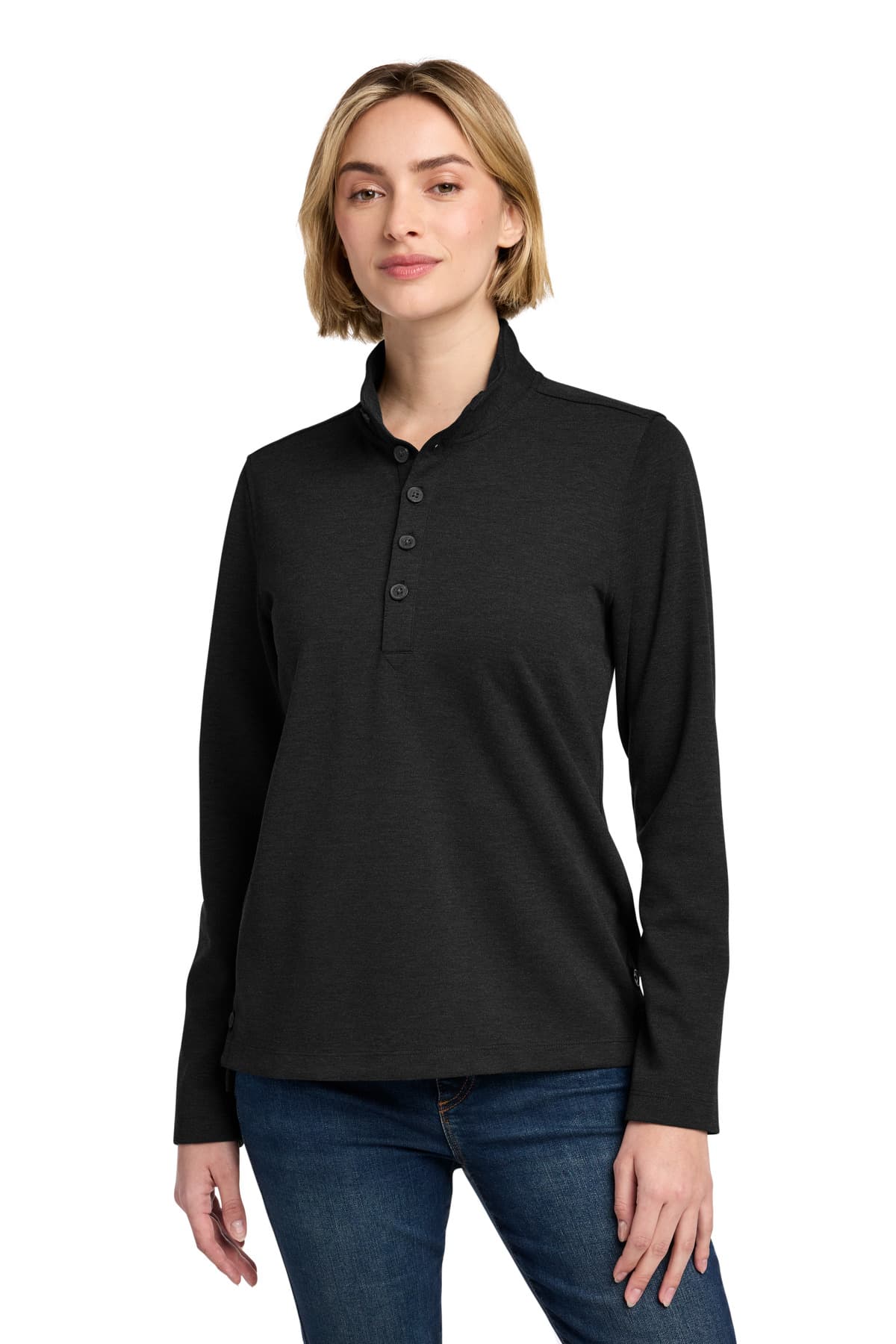 Brooks Brothers ® Women's Mid-Layer Stretch 1/2-Button — Black Heather
