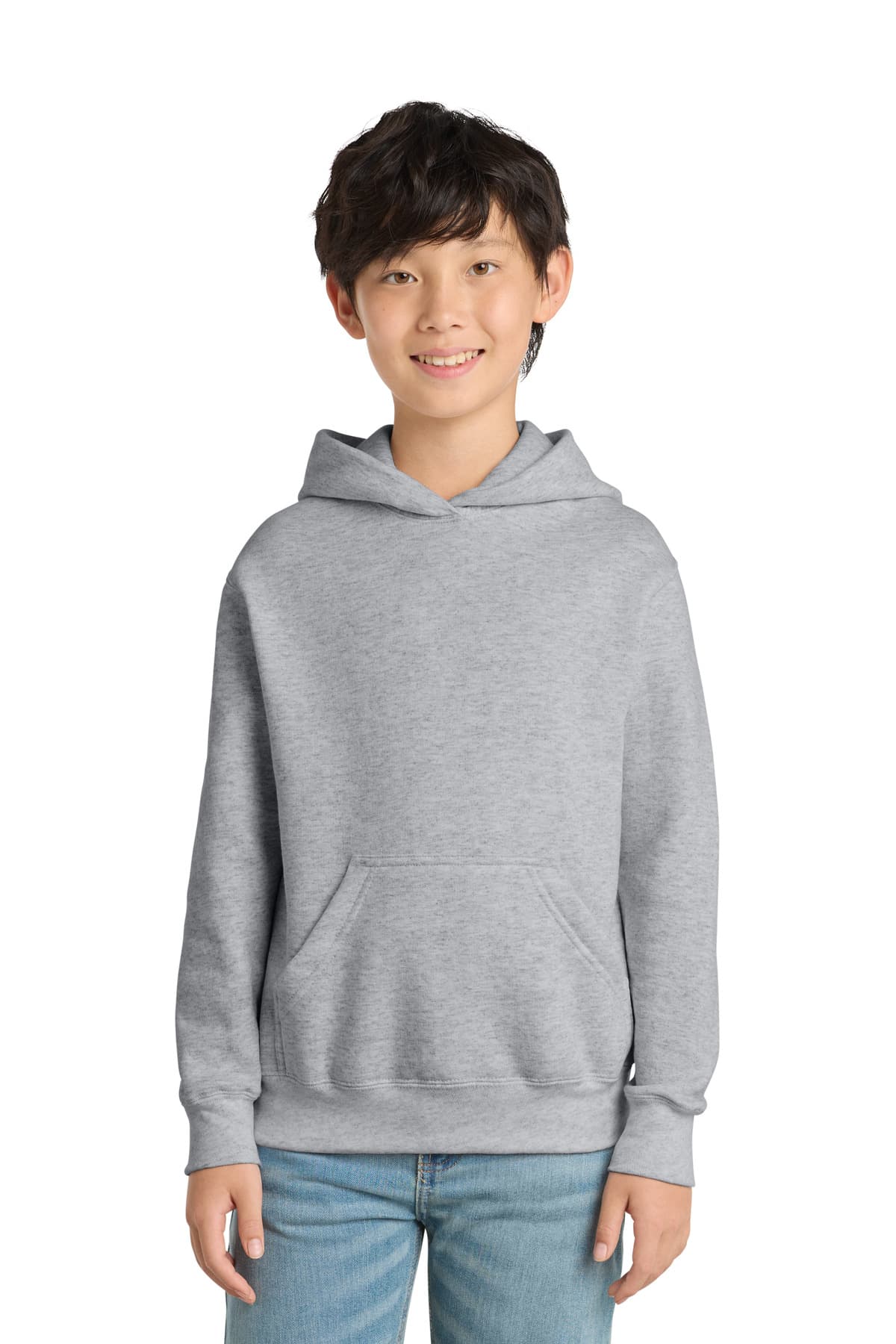 Port & Co  Youth Core Fleece Pullover Hooded Sweatshirt — Athletic Heather