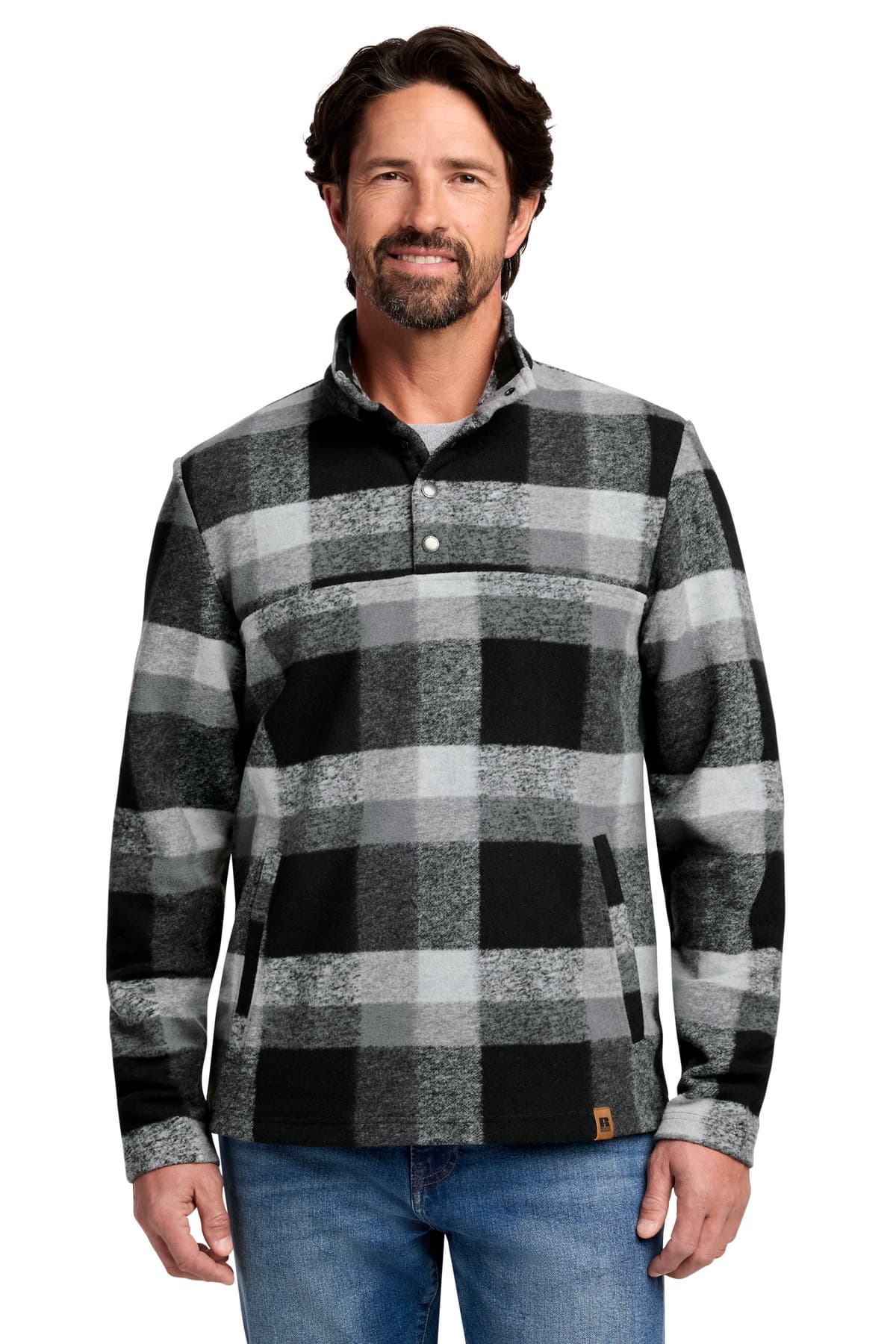 Russell Outdoors  Basin Snap Pullover RU551 — Deep Black Plaid