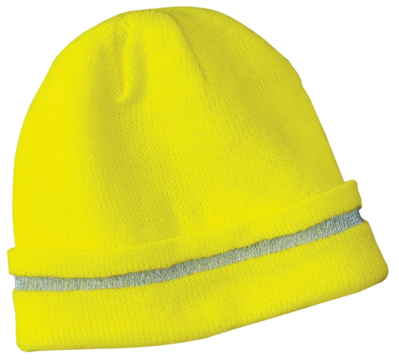 CornerStone ® - Enhanced Visibility Beanie with Reflective Stripe — Safety Yellow/ Reflective