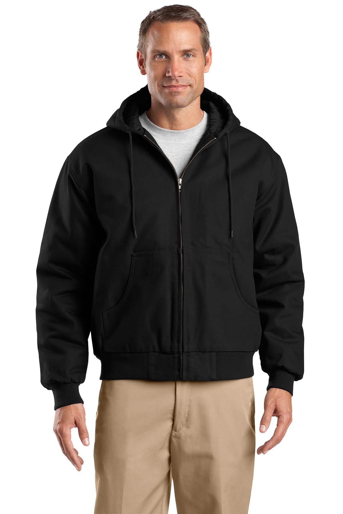CornerStone ® Tall Duck Cloth Hooded Work Jacket — Black