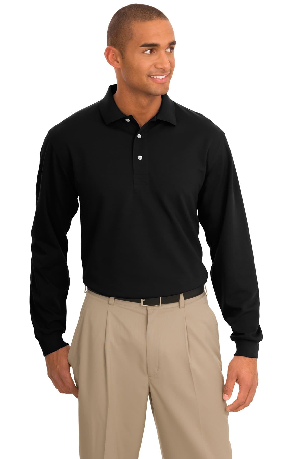Port Authority ® Rapid Dry Long Sleeve Polo — Jet Black