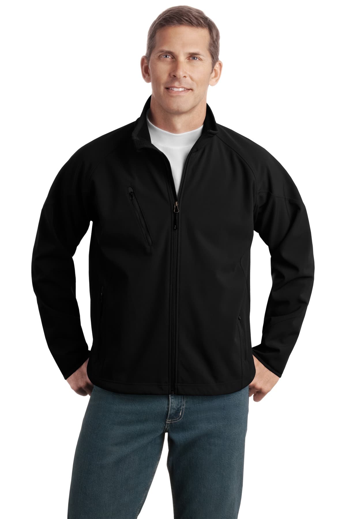 Port Authority ® Tall Textured Soft Shell Jacket — Black