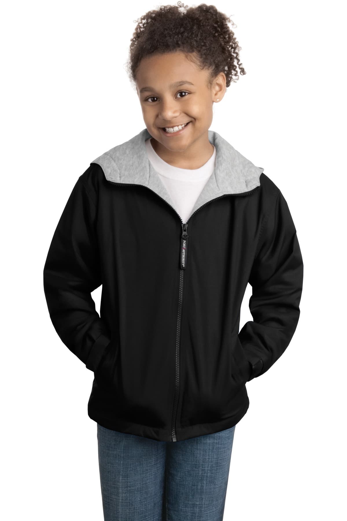Port Authority ® Youth Team Jacket — Black/ Light Oxford