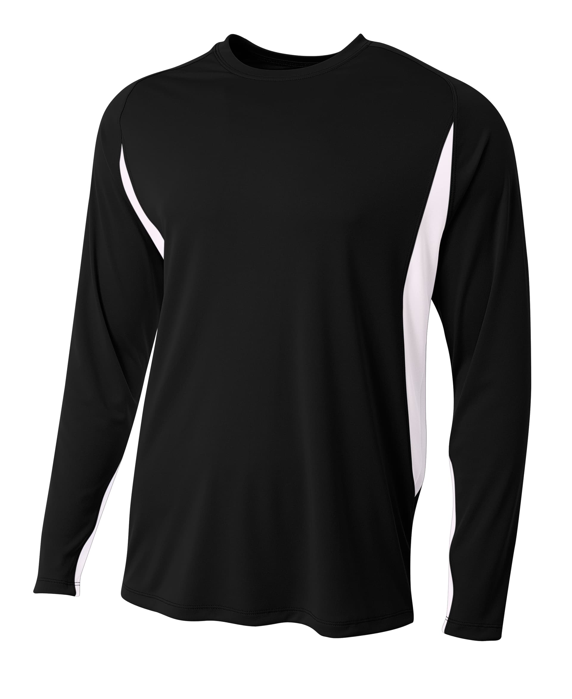 A4 Long Sleeve Color Block Tee — BLACK/WHITE