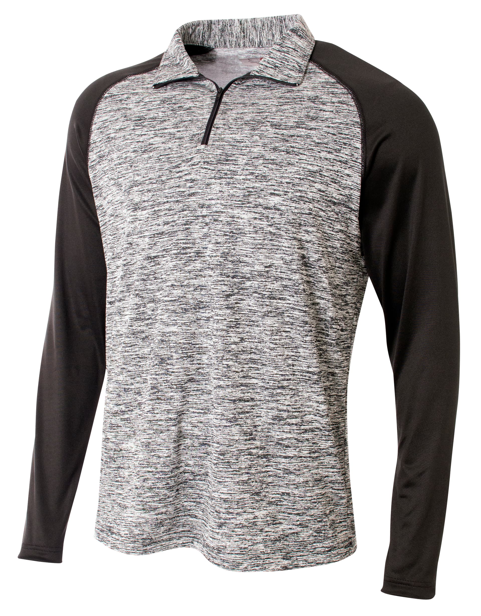 A4 Youth Quarter Zip Space Dye — BLACK