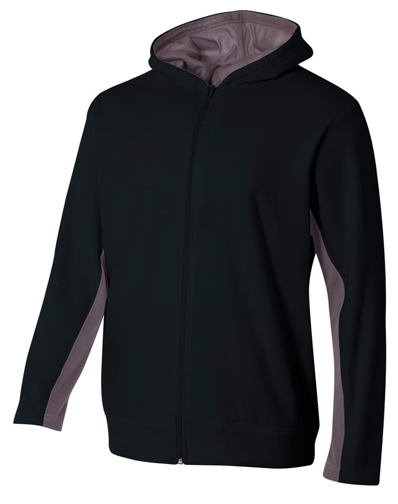 A4 Full Zip Color Block Fleece Hoodie
