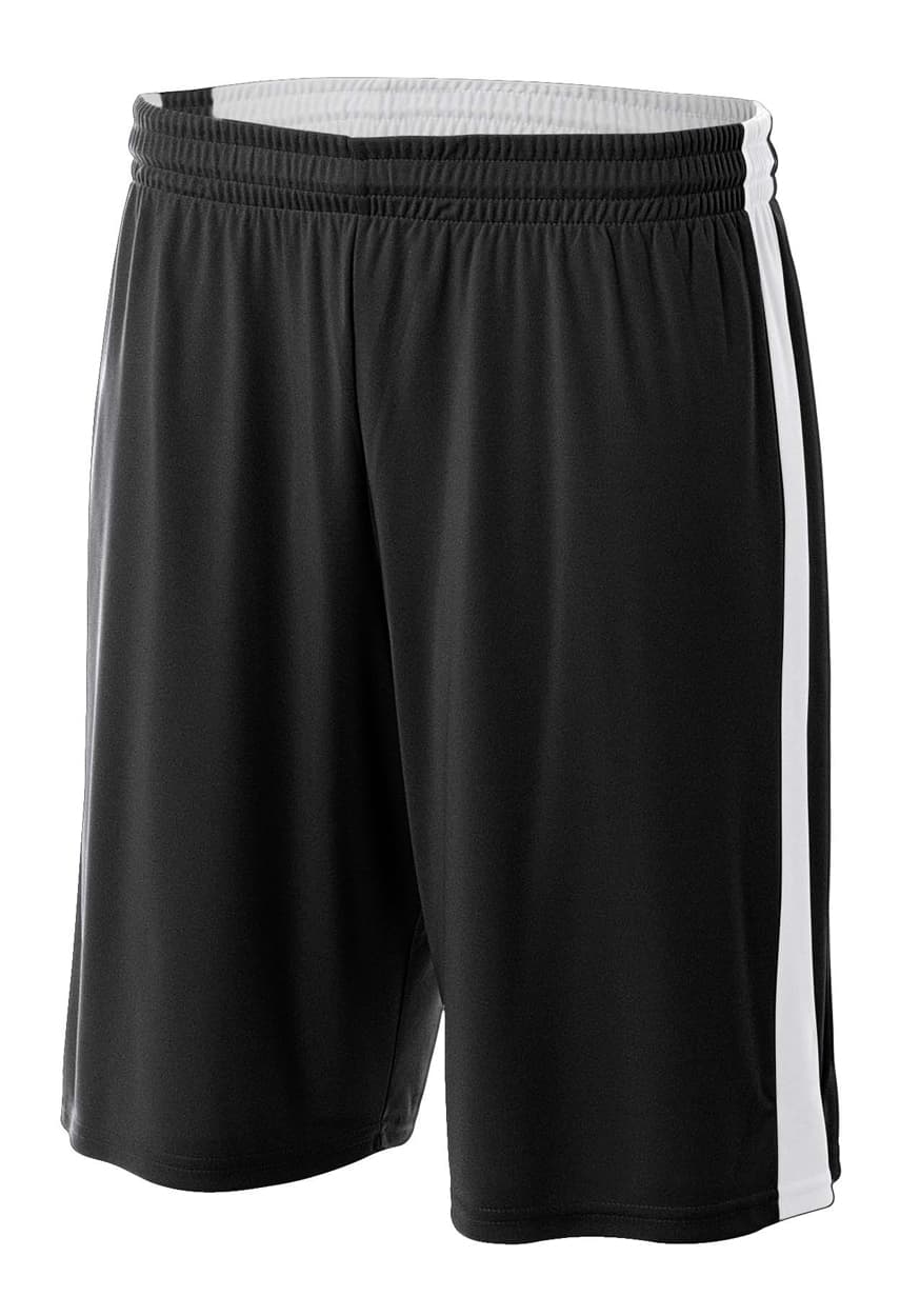 A4 8" Reversible Moisture Management Short — BLACK/WHITE