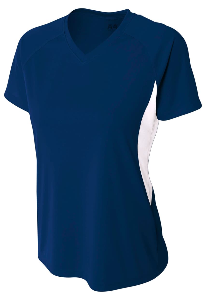 A4 Color Block Performance V-Neck — NAVY/WHITE