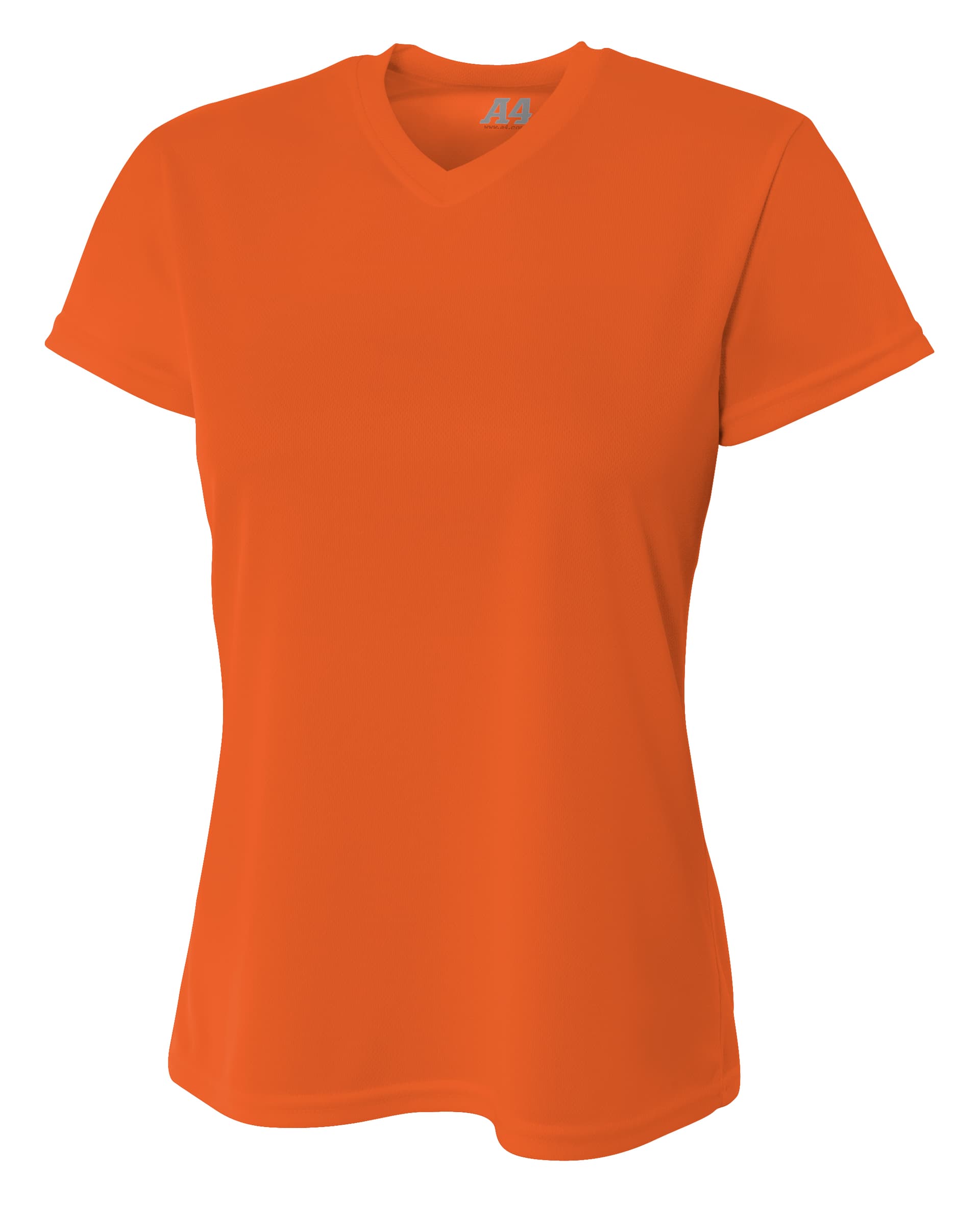 A4 Short Sleeve V-Neck Bird's Eye Mesh Tee — ATHLETIC ORANGE