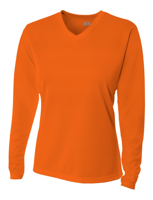 A4 Long Sleeve V-Neck Bird's Eye Mesh Tee