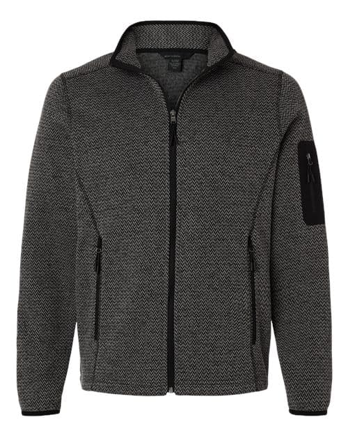 Men's Jasper Jacquard Full-Zip Fleece Jacket — Black/ Grey