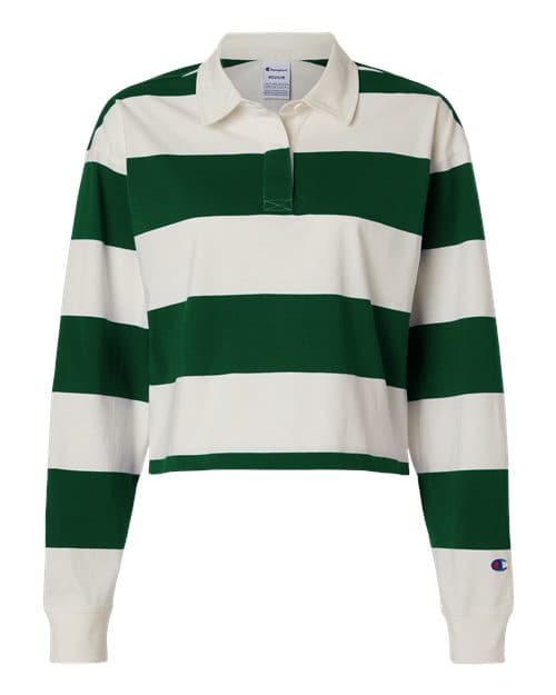 Women's Mid-Length Rugby Polo — Athletic Dark Green/ Cream