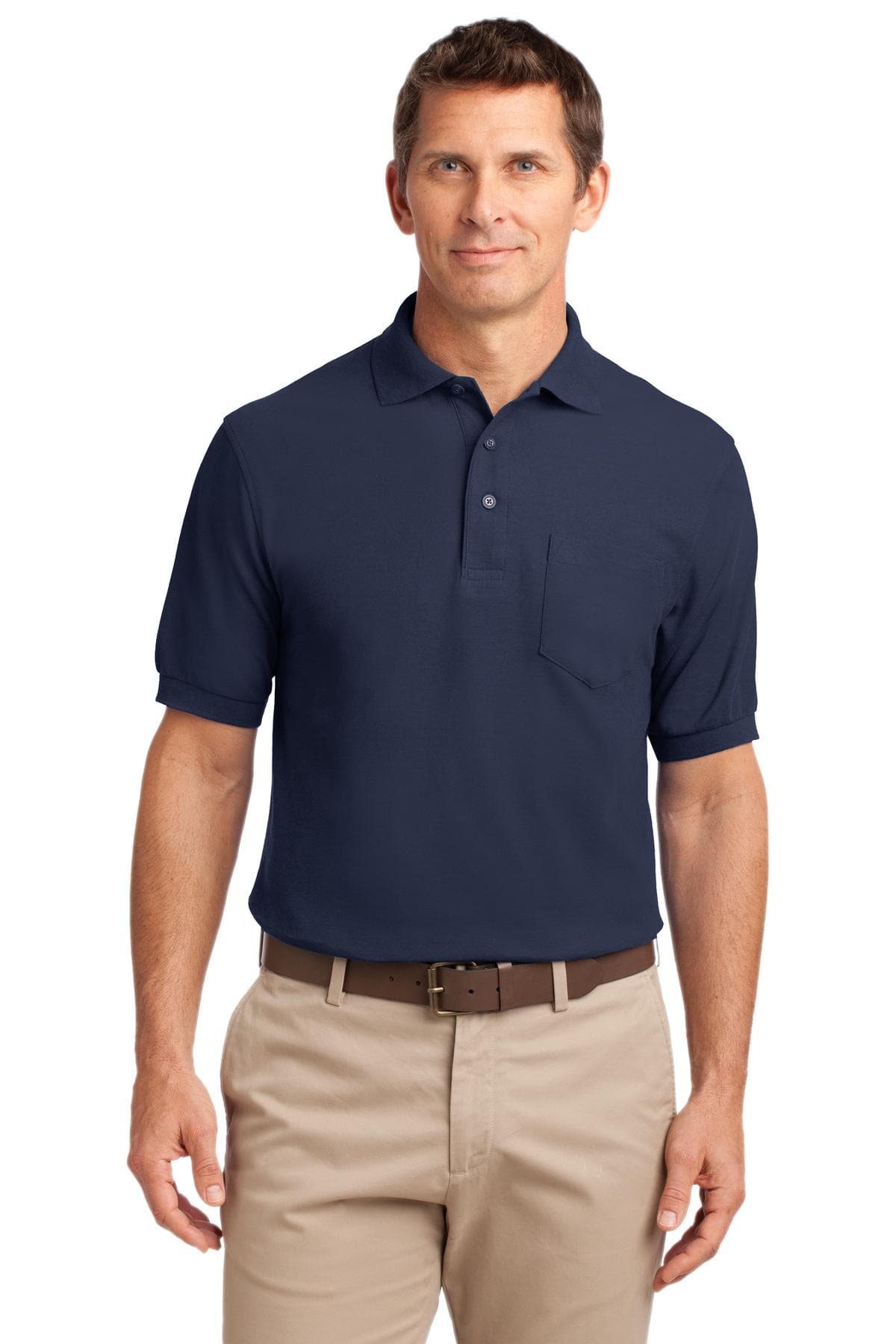 Port Authority ® Tall Silk Touch Polo with Pocket — Navy
