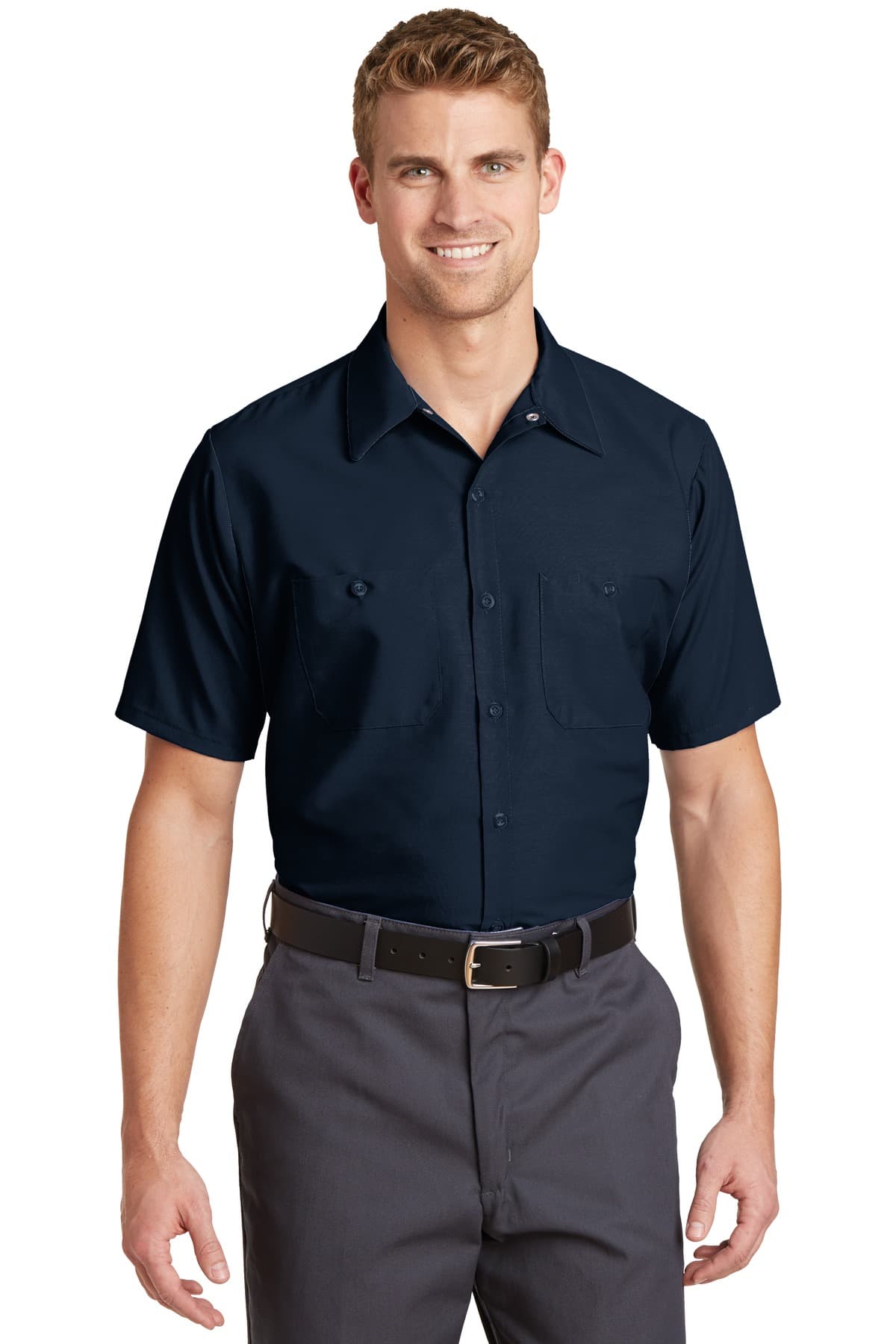 Red Kap ® Long Size, Short Sleeve Industrial Work Shirt — Navy
