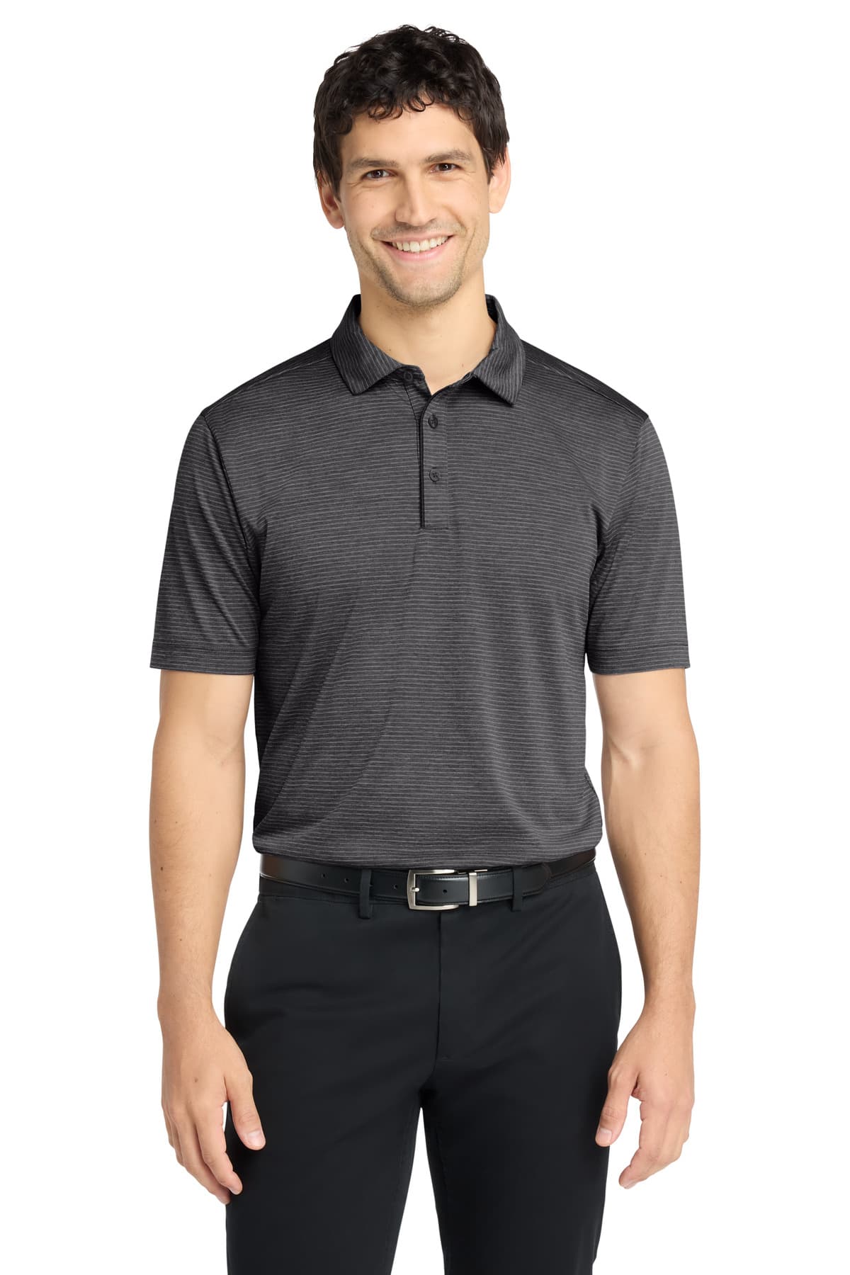 Port Authority ® Shadow Stripe Polo — Deep Black