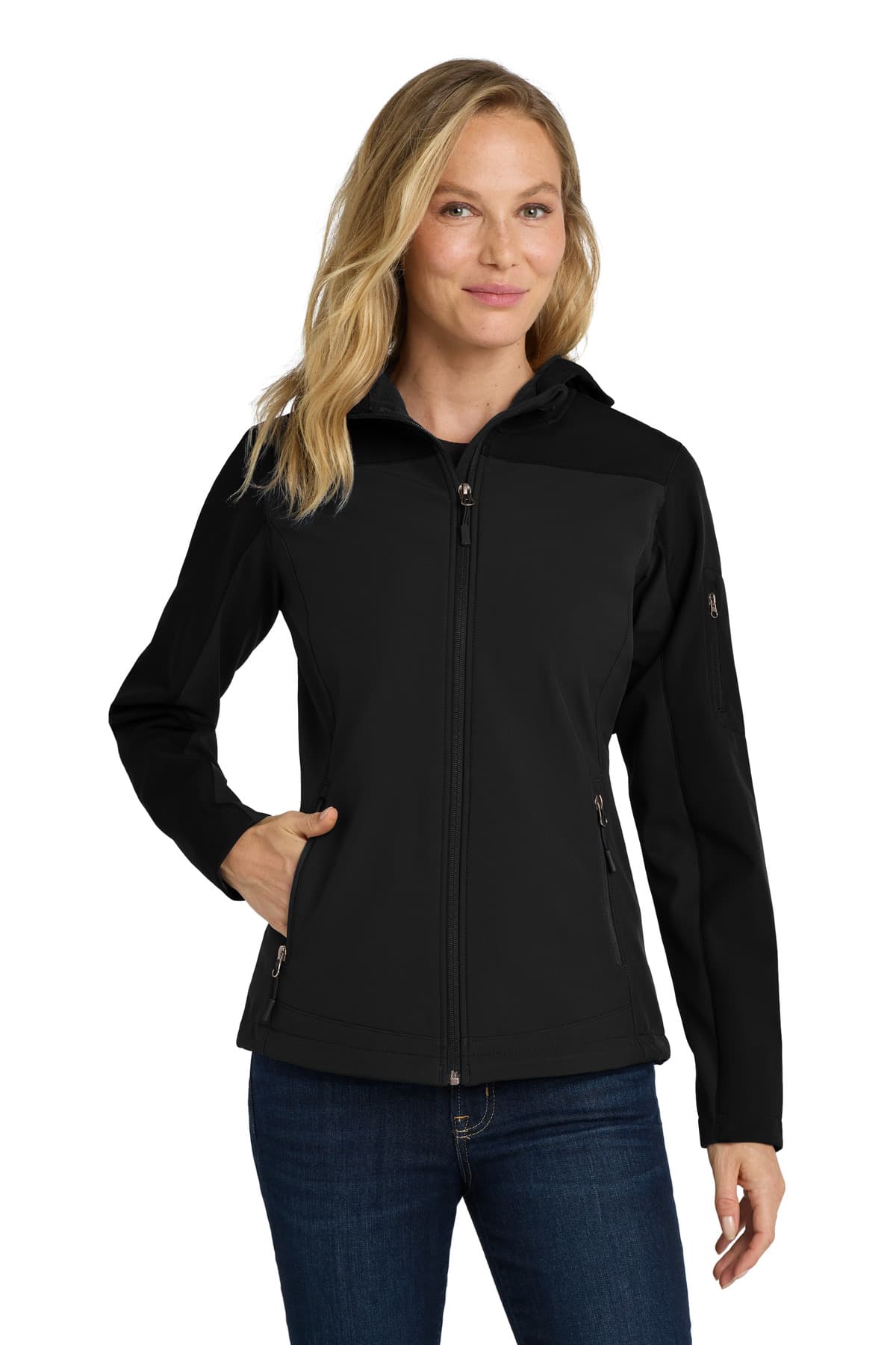 Port Authority ® Women's Hooded Core Soft Shell Jacket — Black