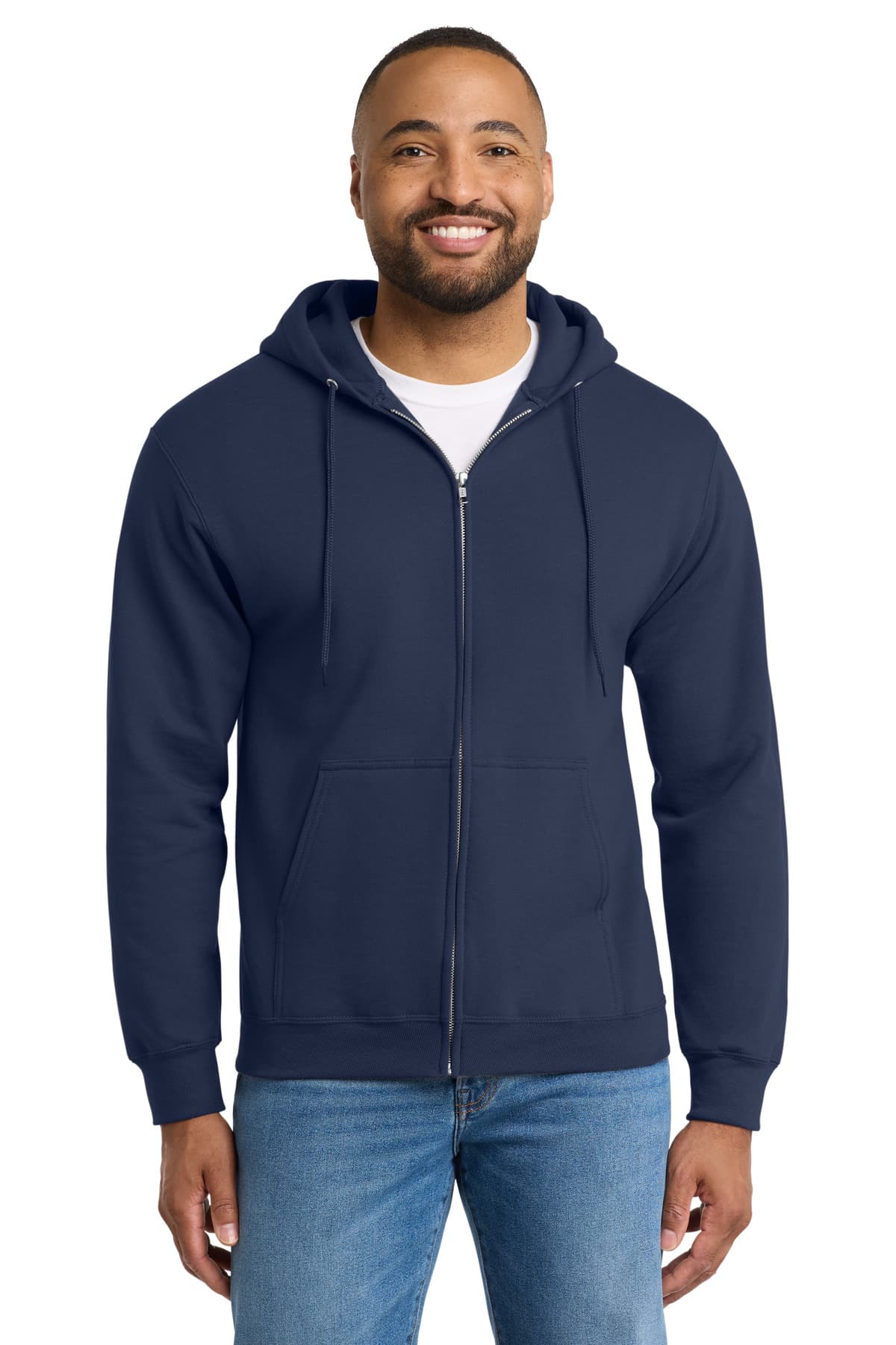 Port & Co Tall Essential Fleece Full-Zip Hooded Sweatshirt — Navy