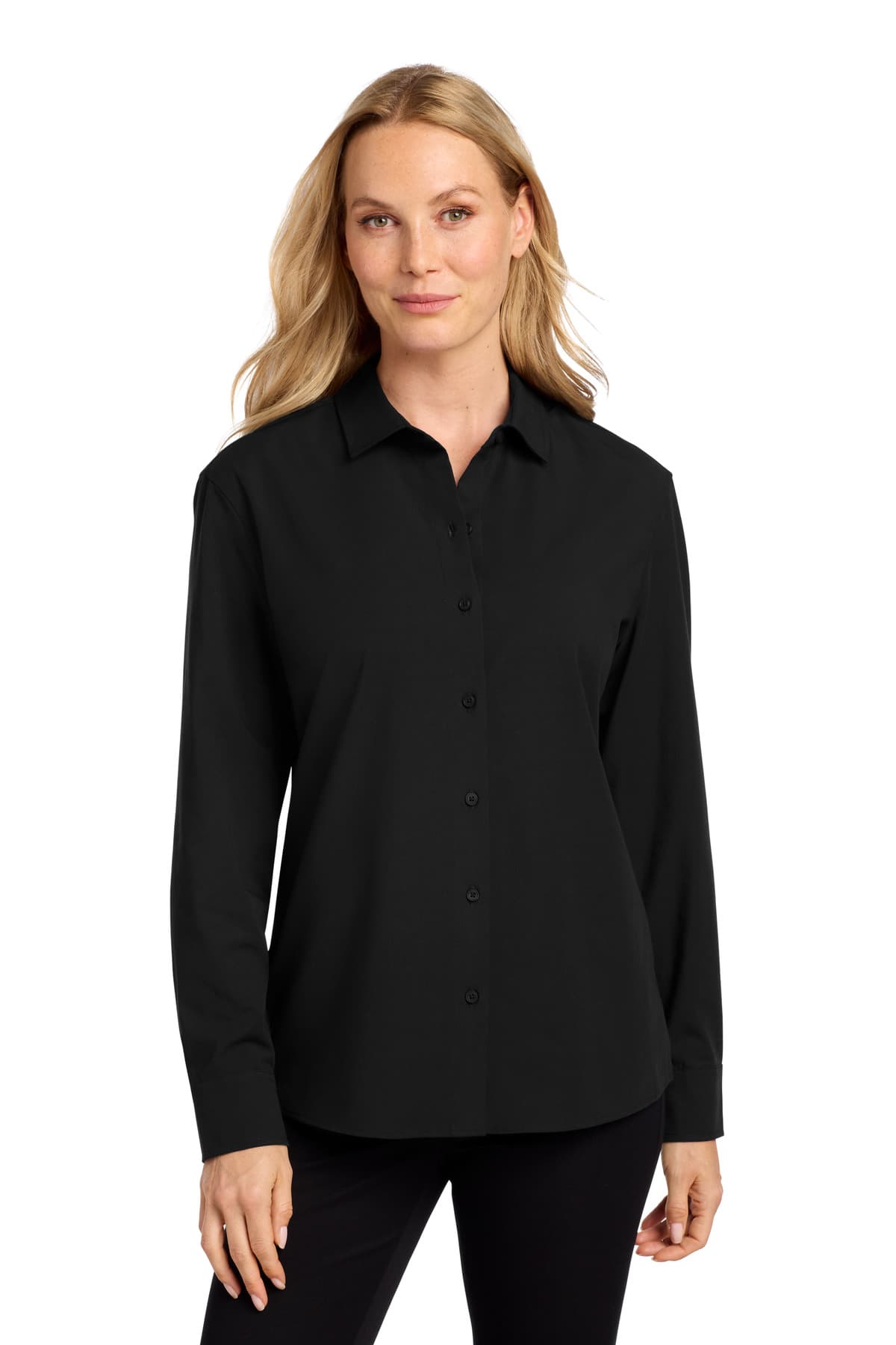 Mercer+Mettle ® Women's Long Sleeve Stretch Woven Shirt — Deep Black