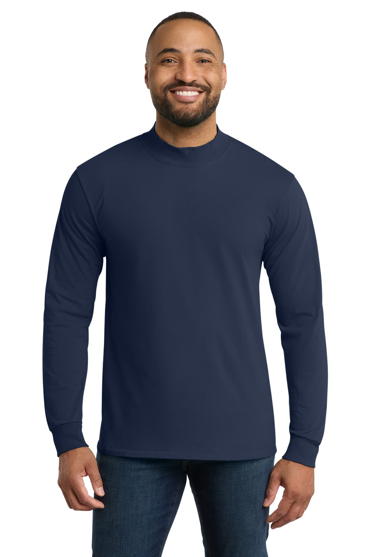 Port & Co Essential Mock Turtleneck — Navy