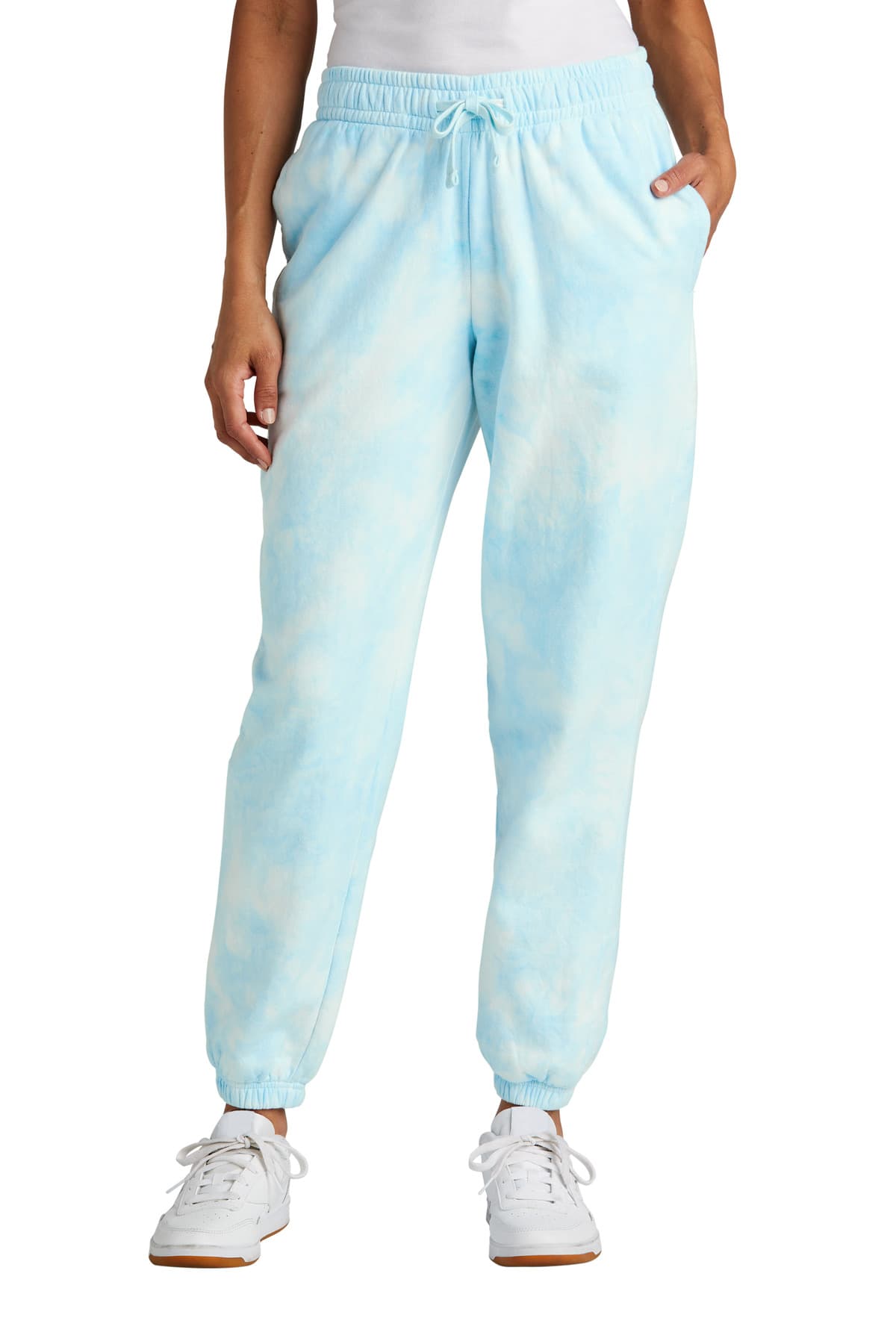 Port & Co Women's Beach Wash ® Cloud Tie-Dye Sweatpant — Glacier