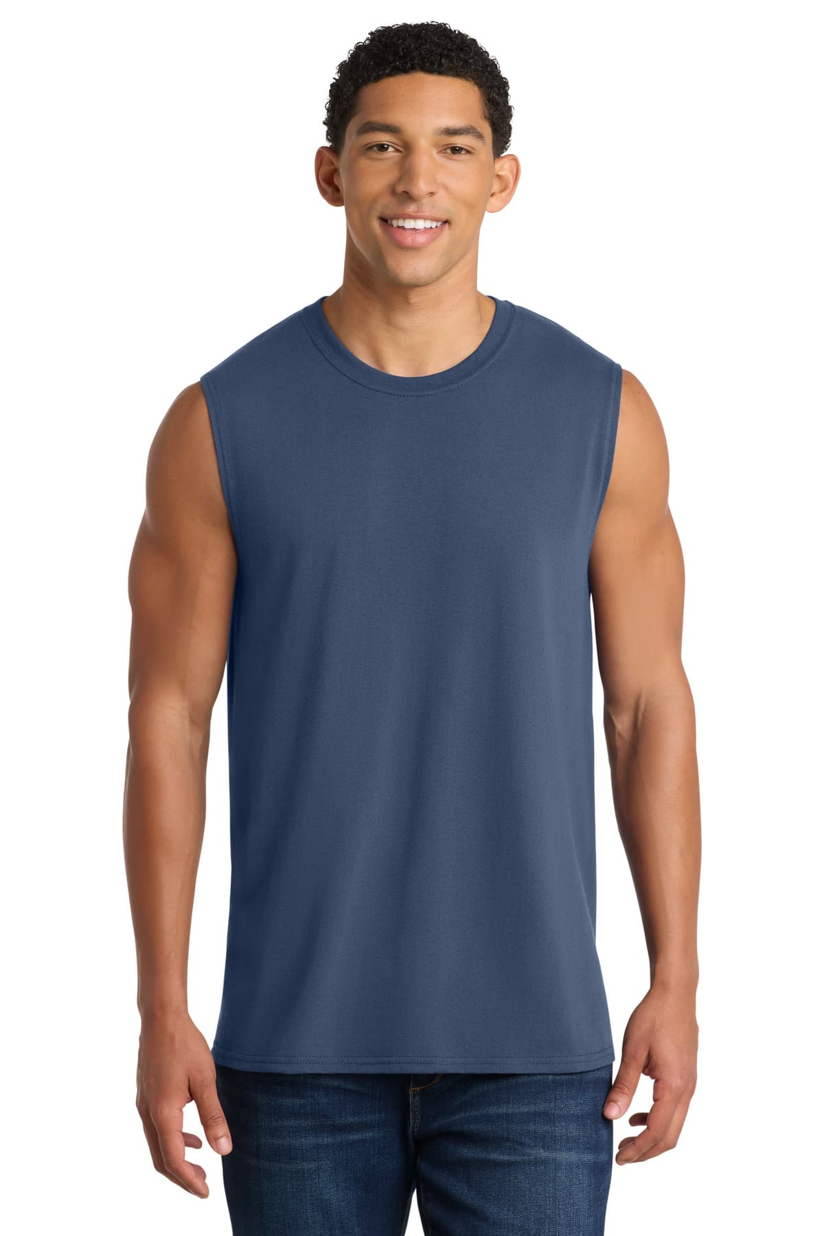 Port & Co Core Cotton Sleeveless Tee — Navy