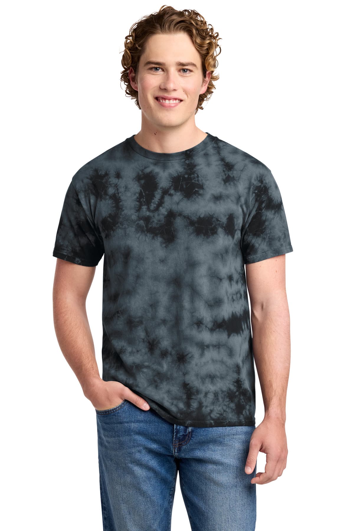Port & Co Crystal Tie-Dye Tee — Black