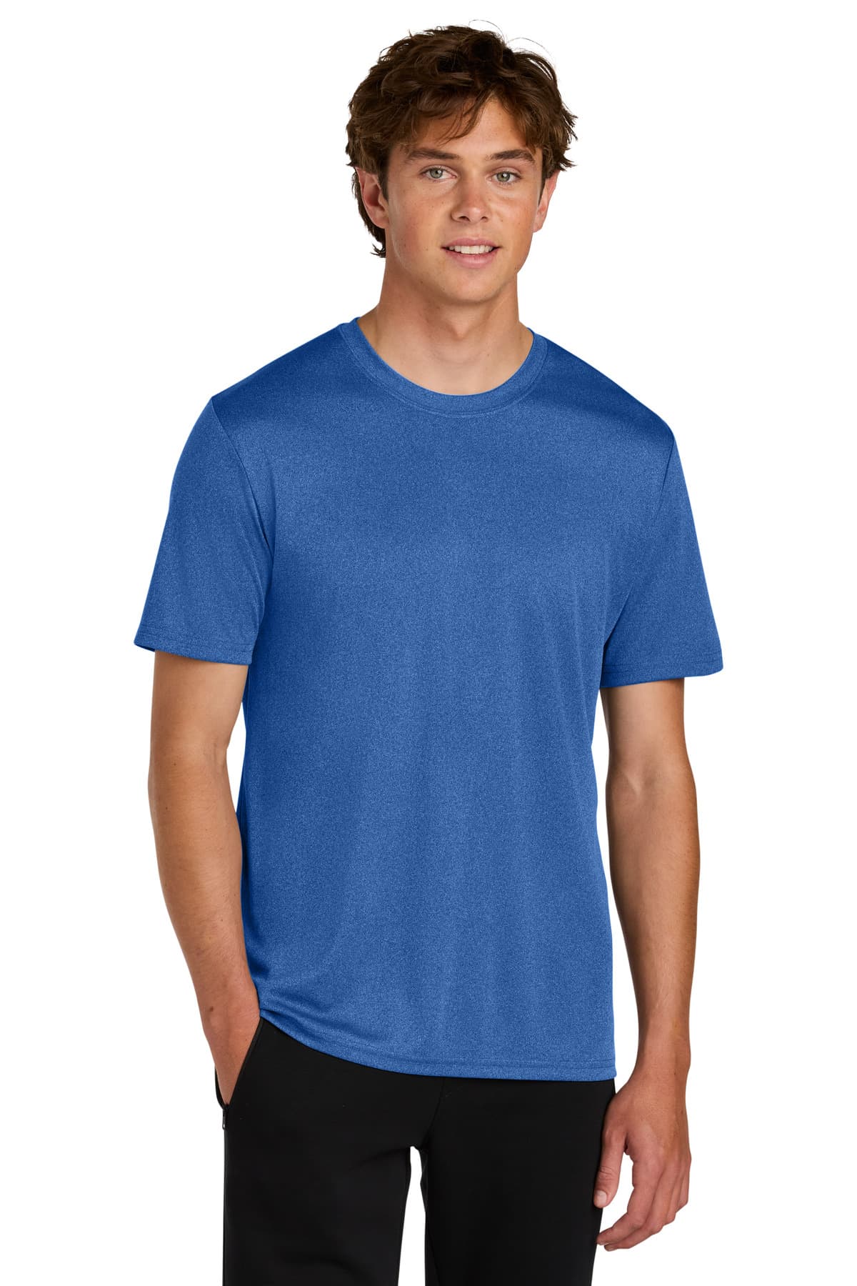 Port & Co Heather Performance Tee — True Royal Heather