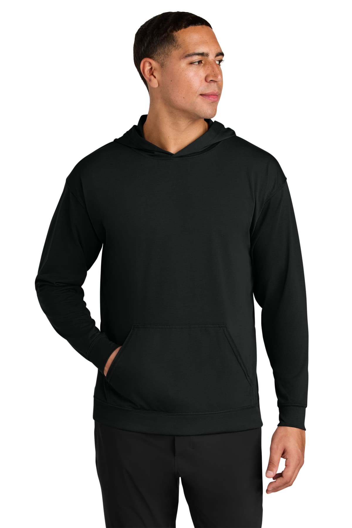 A4 Softek Long Sleeve Hooded Tee — Black