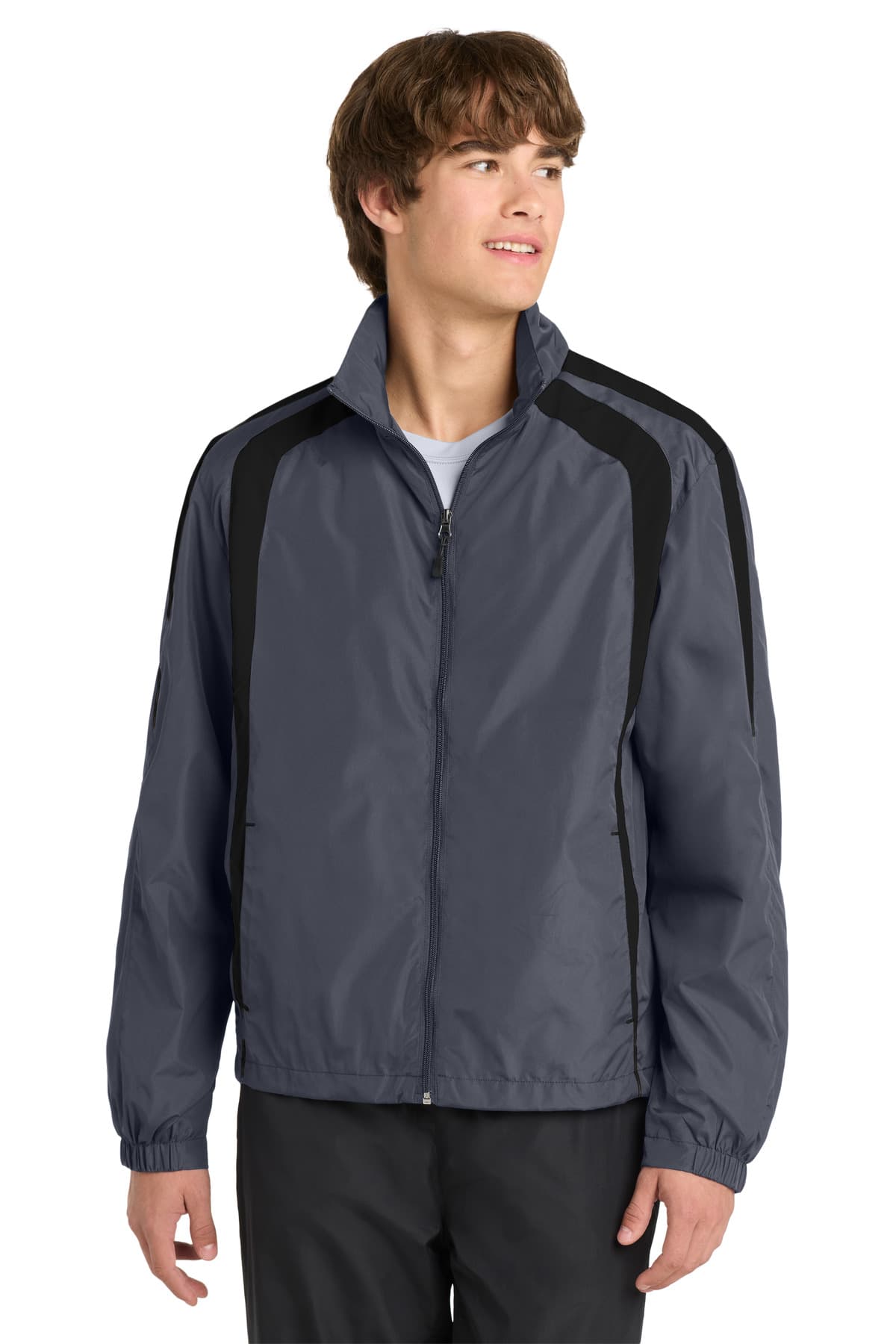 Sport-Tek ® Colorblock Raglan Jacket — Graphite/ Black