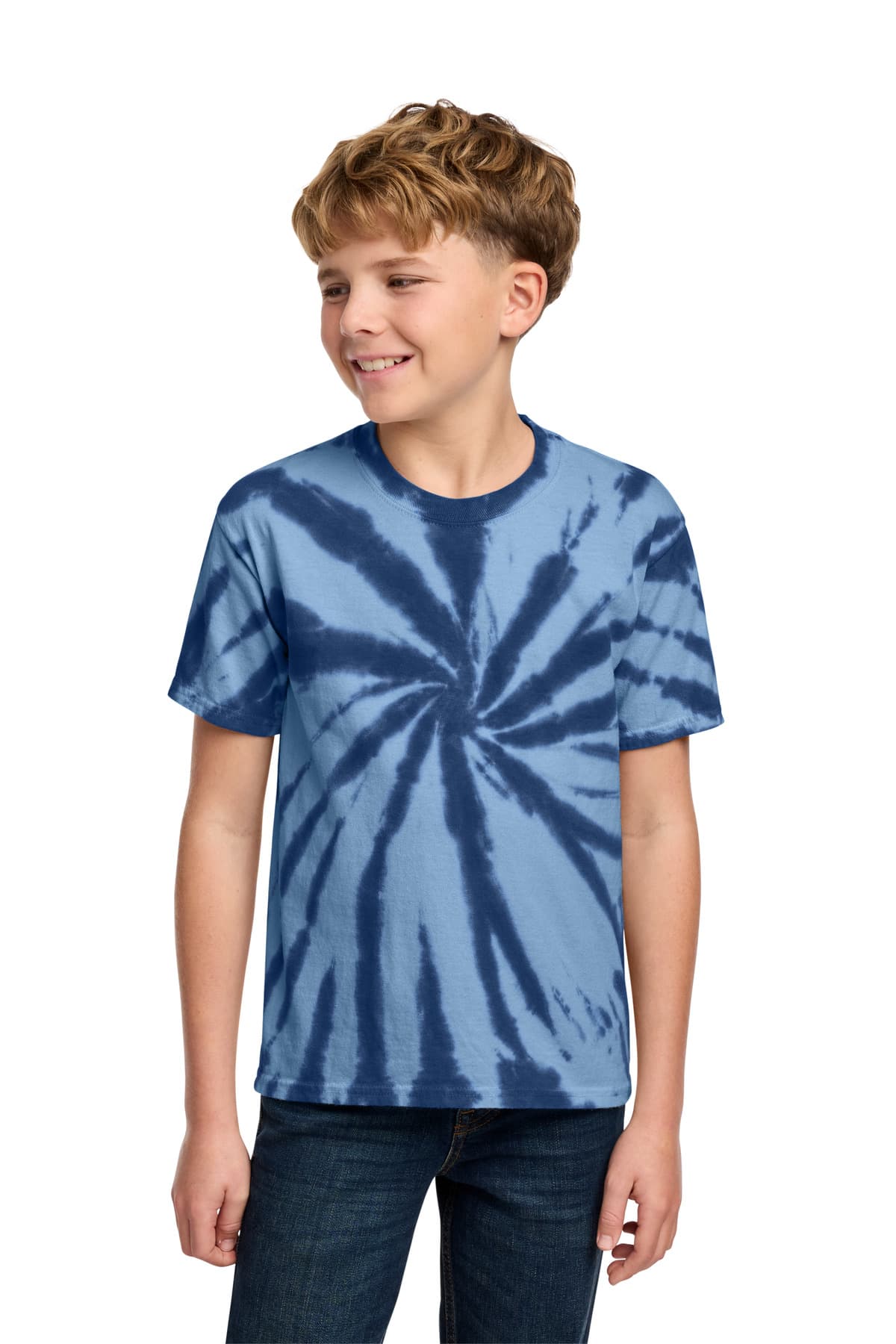 Port & Co Youth Tie-Dye Tee — Navy