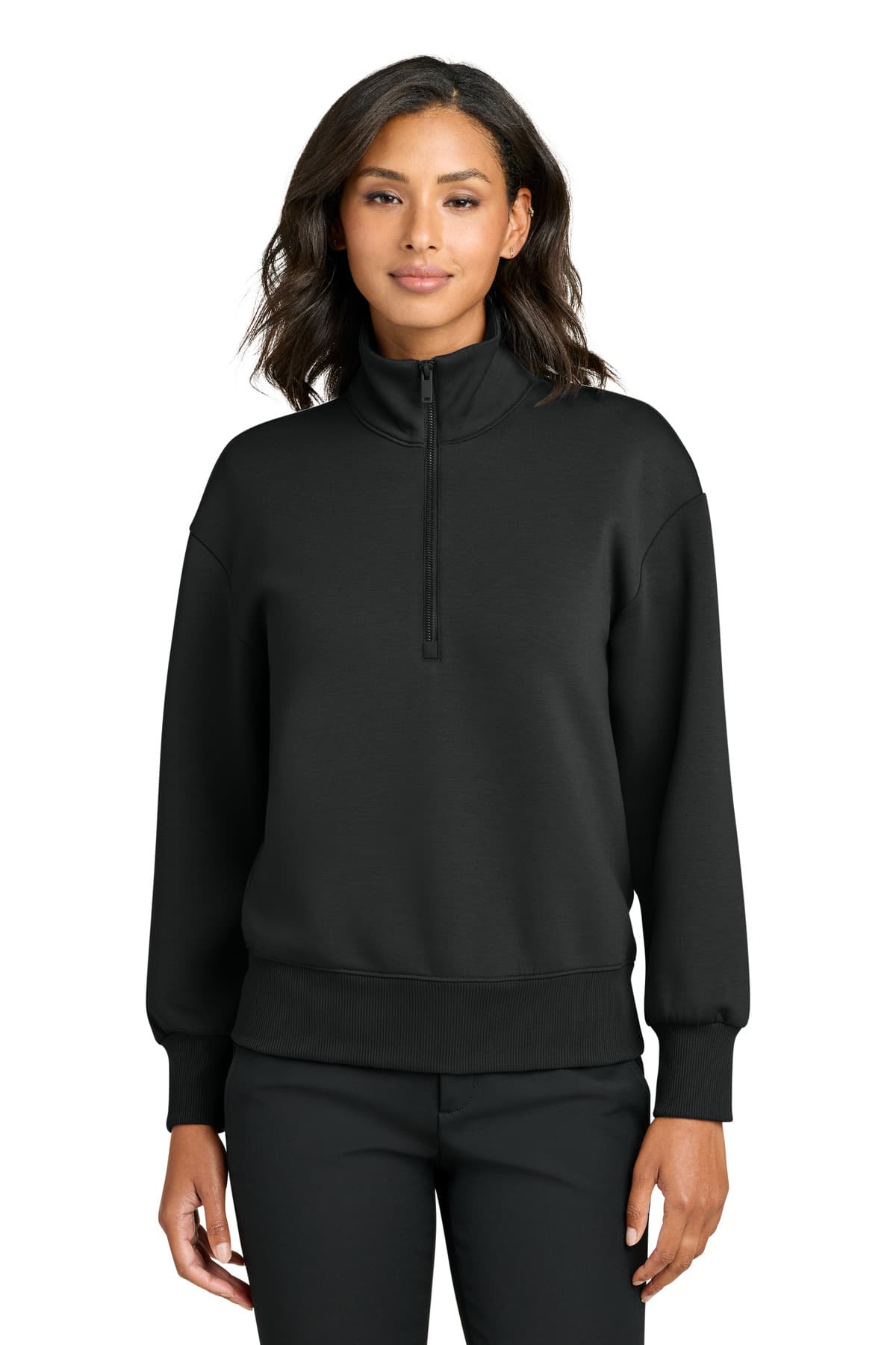 Mercer+Mettle ® Women's Soft Spacer 1/4-Zip — Deep Black