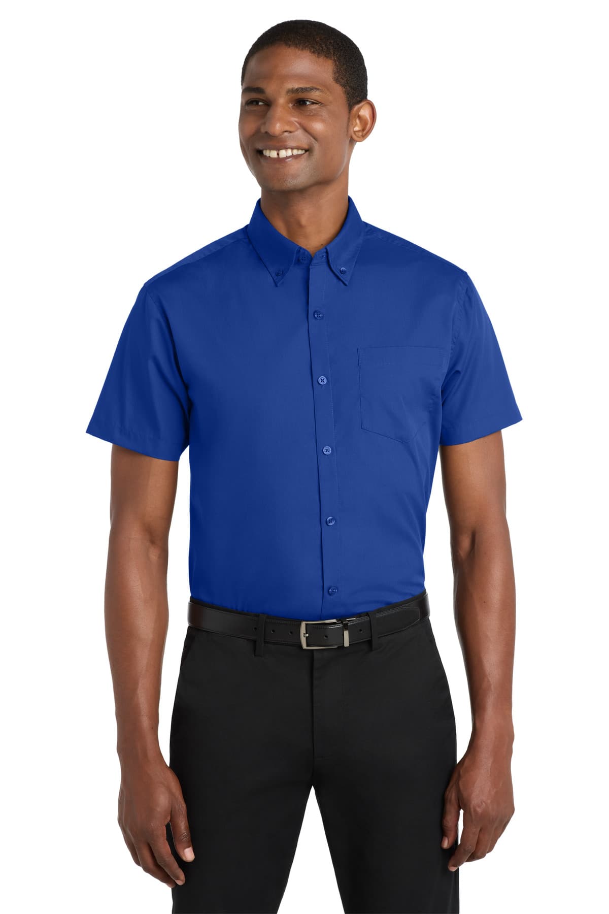 Port Authority ® Short Sleeve Carefree Poplin Shirt — True Royal
