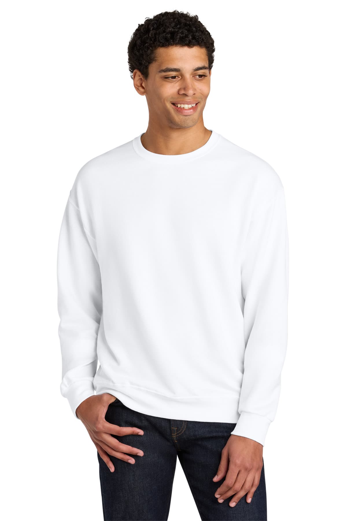 Jerzees Ultimate Unisex CVC Ring Spun Crewneck Sweatshirt — White