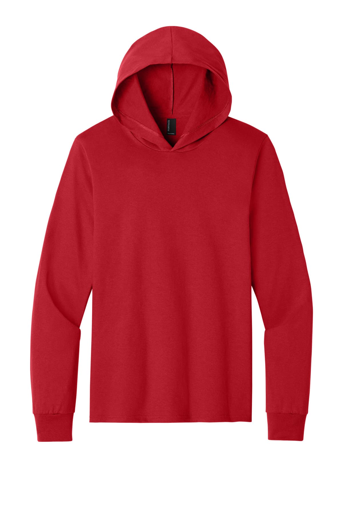 Port & Co Core Cotton Pullover Hooded Tee — Red